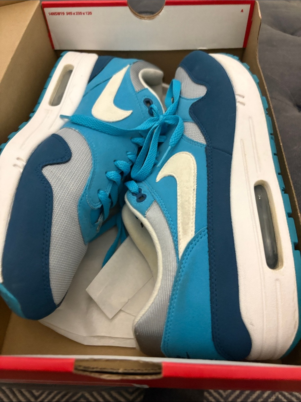 Nike Air Max 1 Blue and White Mens Sneakers